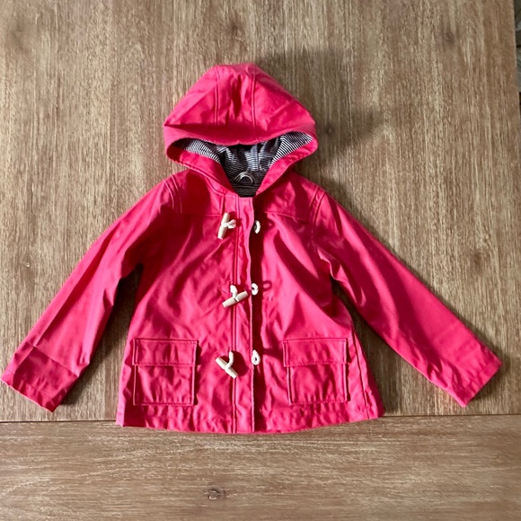 Petit Bateau Girls’ Red Hooded Rain Slicker Jacket Coat Like New! - Picture 5 of 12